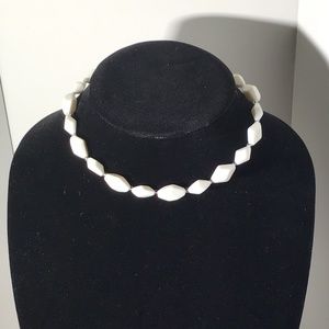 Vintage White Bead Choker Necklace